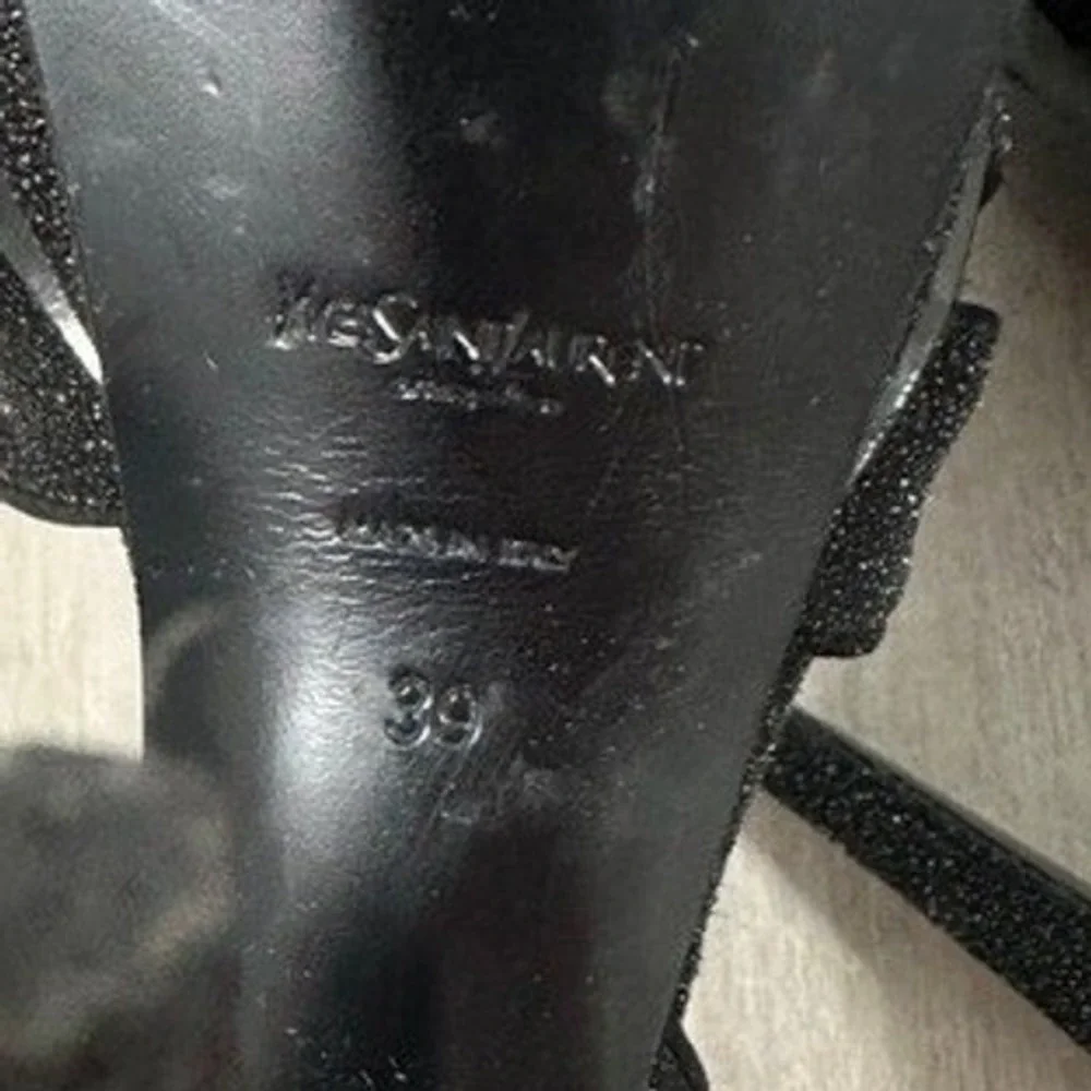Yves Saint Laurent YSL Tribute Glitter Platform Sandals Heels Black Size 39-8.5 - Picture 12 of 12